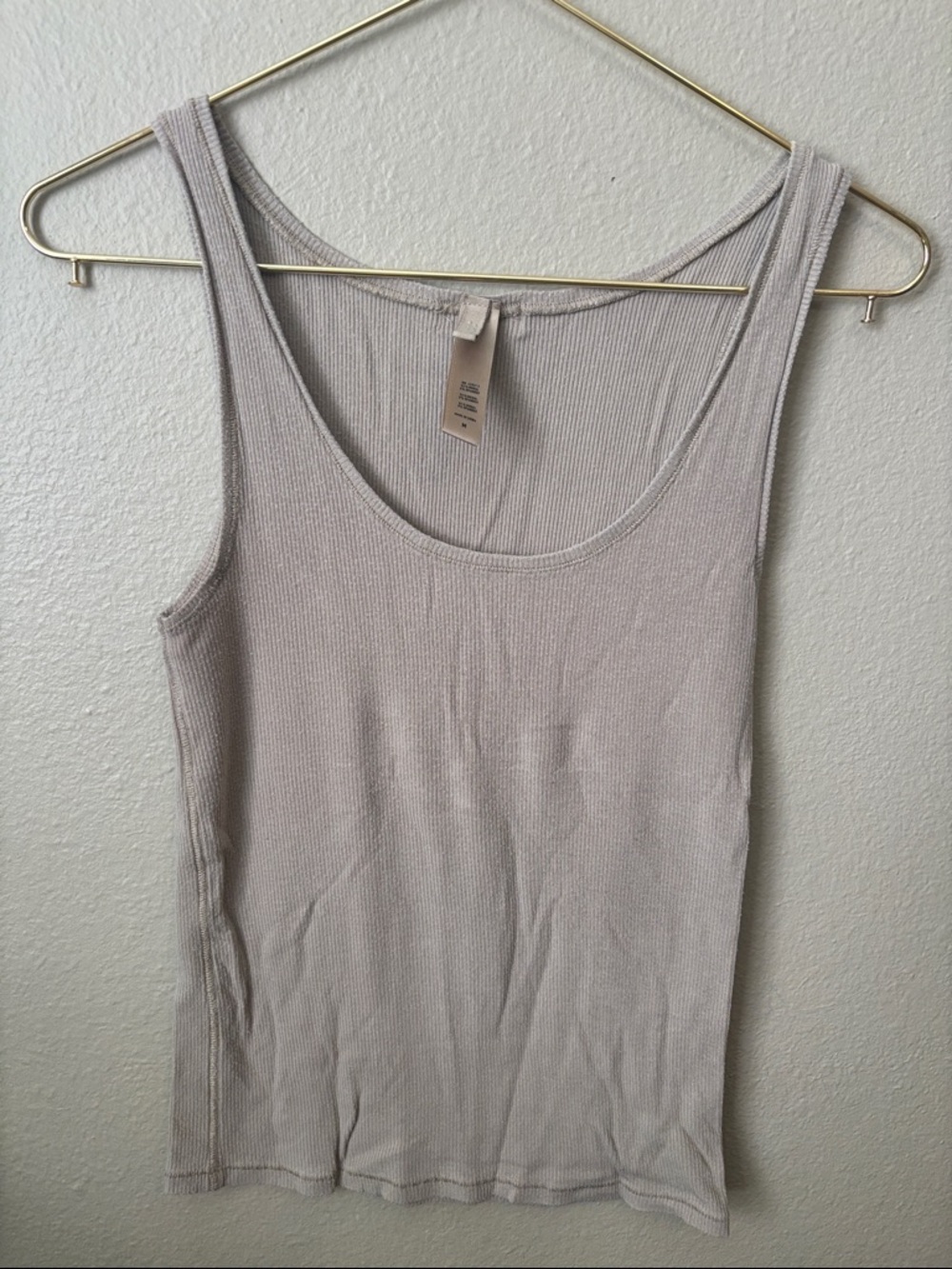 SKIMS Ribbed Scoop Tank in Light Gray